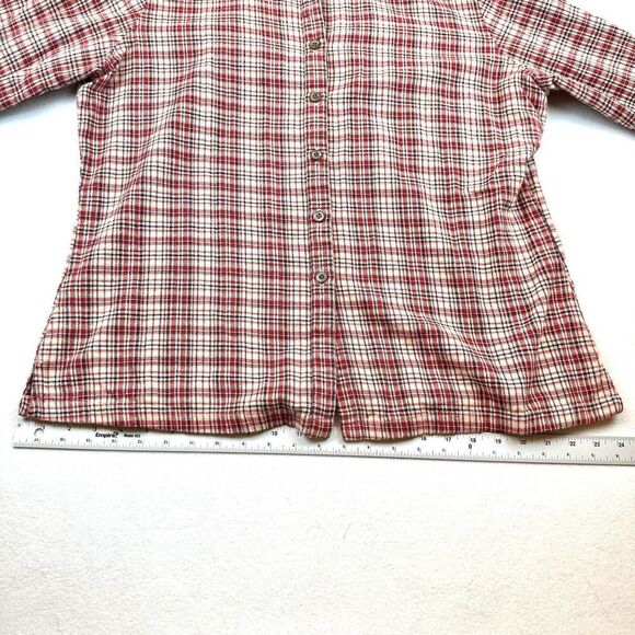 Cabelas Red and Cream Plaid Cotton Button‎ Up Flannel Women’s L - Picture 8 of 10